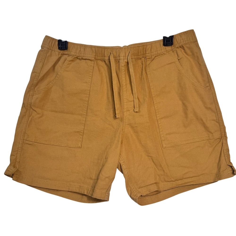 Katin Womens Dark Yellow Elastic Waist Drawstring Pocket Utility Shorts XL Trail
